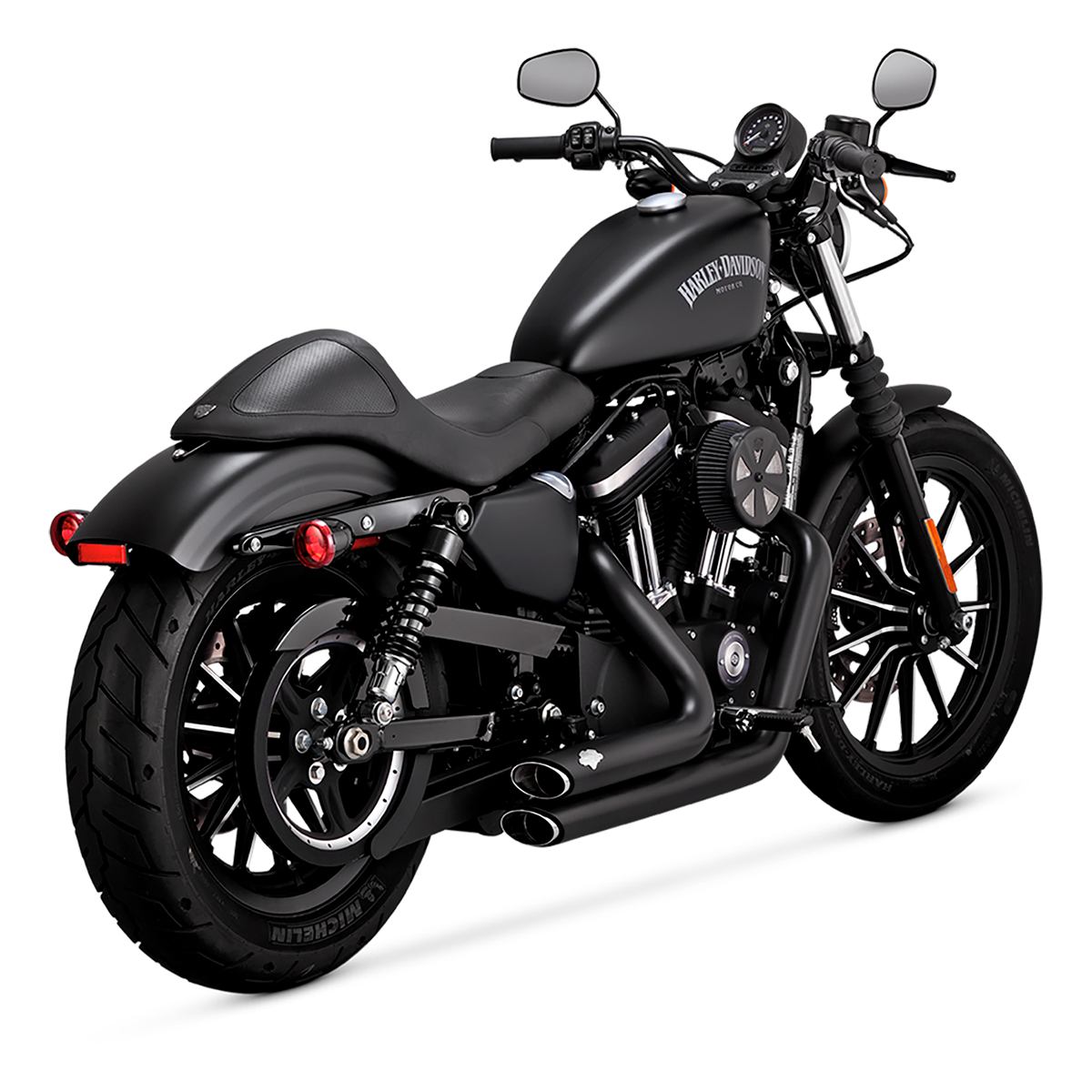 Escape Vance & Hines Shortshots Staggered Negro para Harley Davidson '14-'22 Sportster (Sistema Completo)