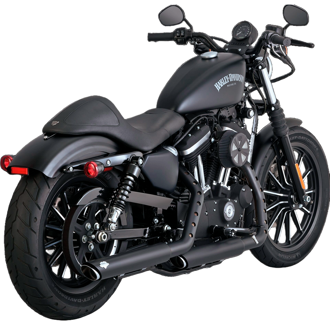 Escape Vance & Hines Twin Slash 3″ Slip Ons Negro para Harley Davidson '14-'22 Sportster (Colas)