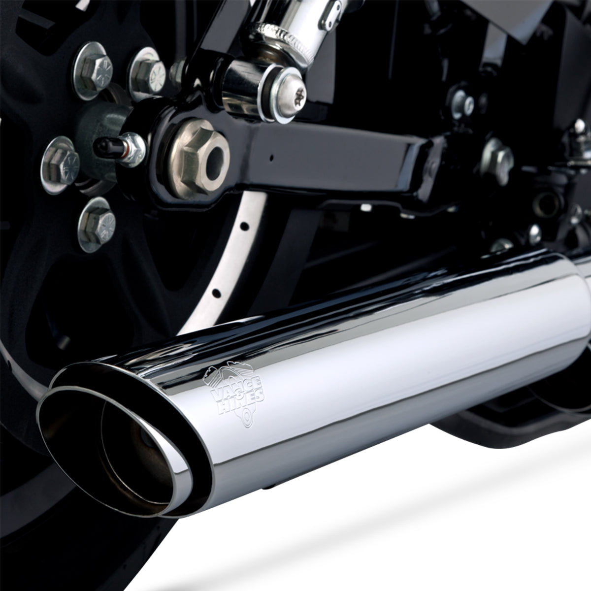 Escape Vance & Hines Twin Slash 3″ Slip Ons Cromo para Harley Davidson '14-'22 Sportster (Colas)