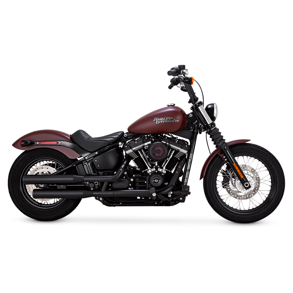 Escape Vance & Hines Eliminator 300 Slip Ons Negro para Harley Davidson Softail '18-'24 Street Bob / Low Rider / Breakout / Softail Slim / Fat Boy / Standard (Colas)