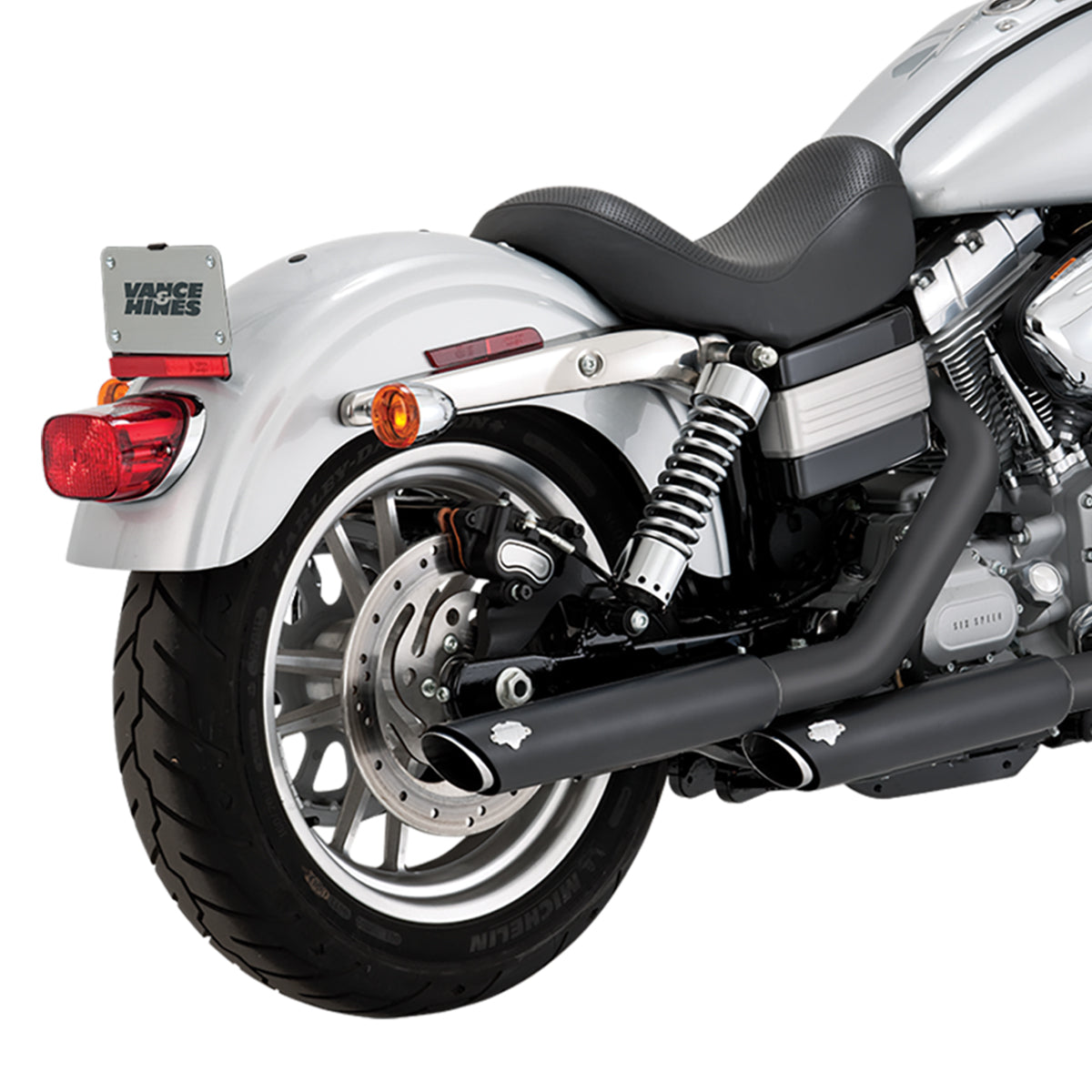 Escape Vance & Hines Twin Slash 3″ Slip Ons Negro para Harley Davidson Dyna '91-'17 (Colas)