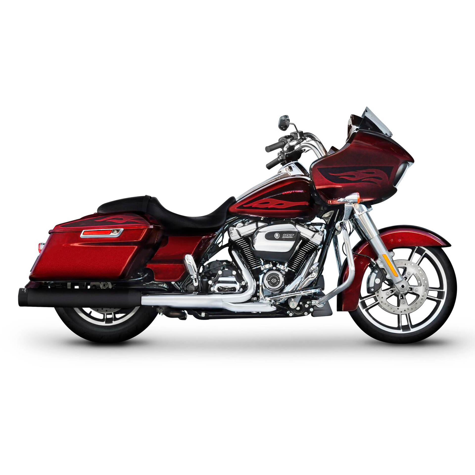Escape Rinehart Racing 4" DBX40 Slip Ons Negro para Harley Davidson '17-'25 Touring (Colas)