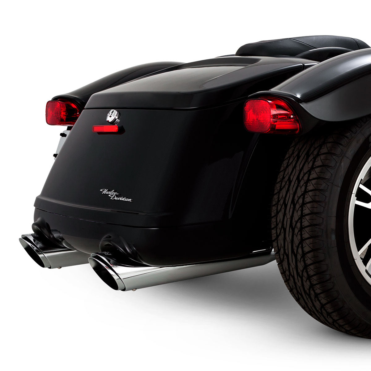 Escape Vance & Hines Twin Slash Round Slip Ons para Harley Davidson Freewheeler '17-'24 (Colas)