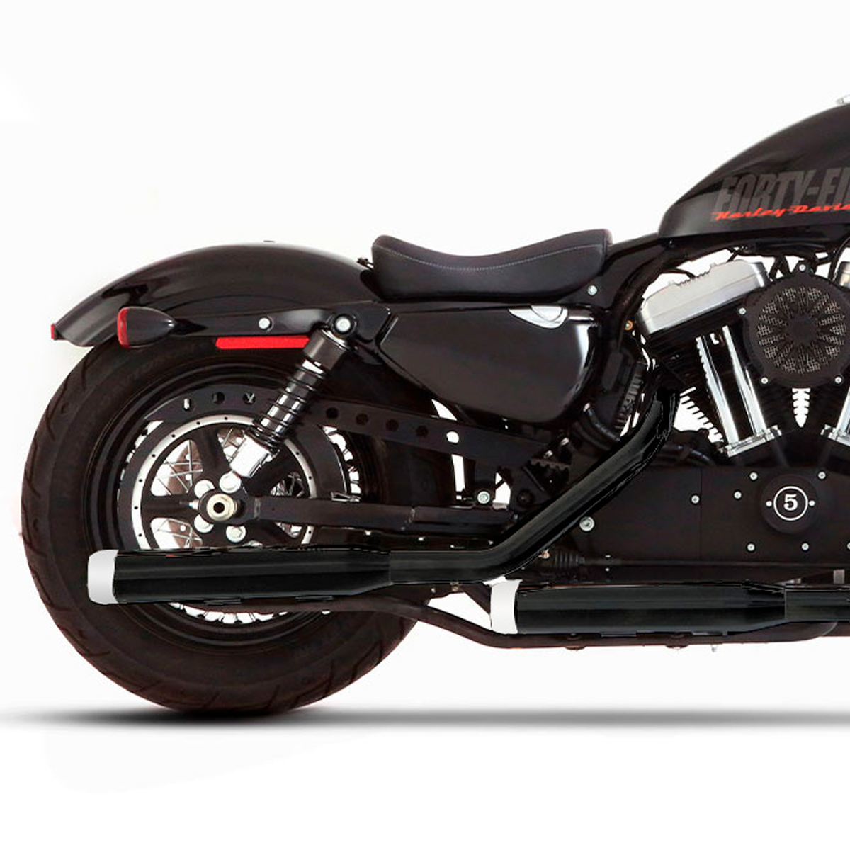 Escape Rinehart Racing 3" Slip Ons Negro / Cromo para Harley Davidson '14-'22 Sportster (Colas)