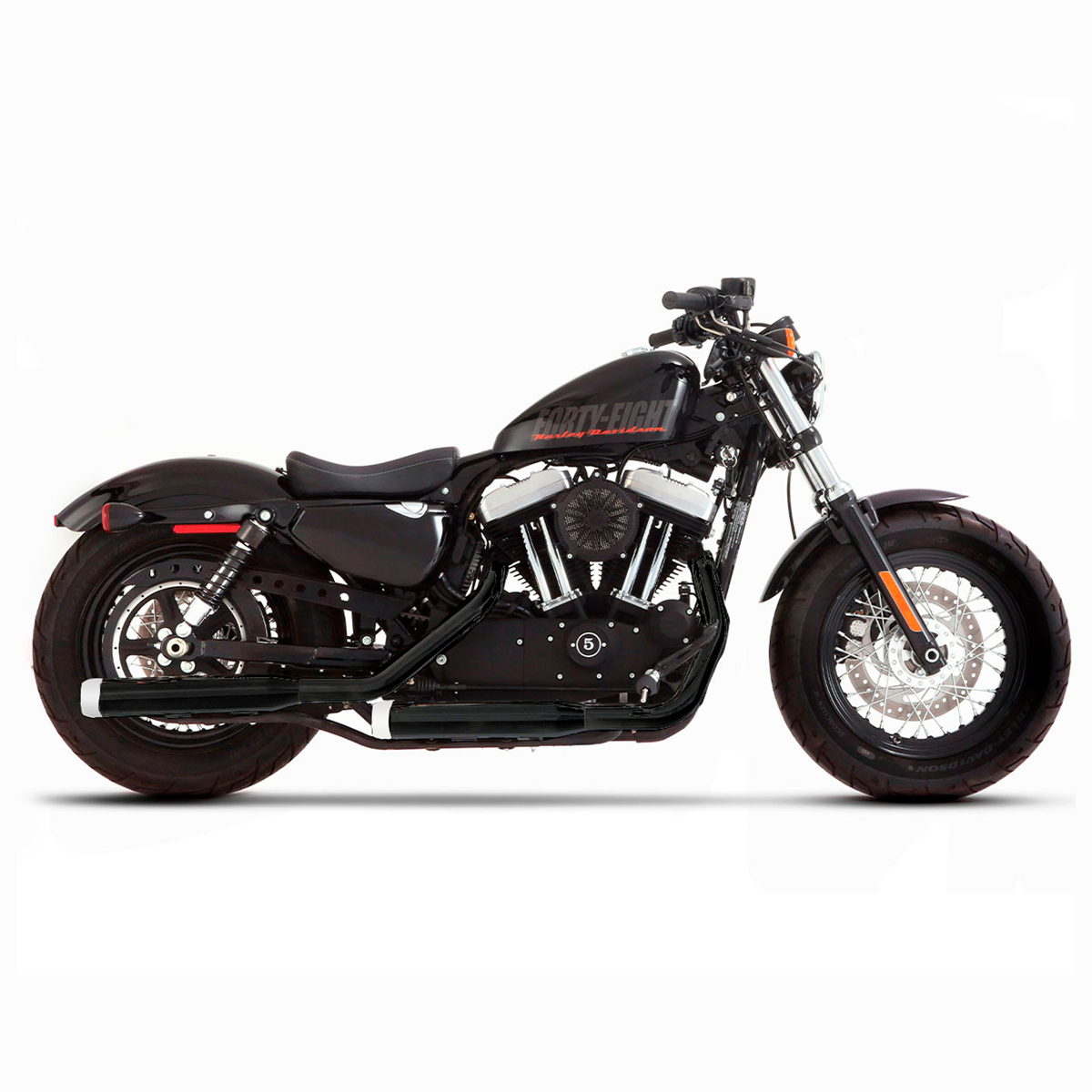 Escape Rinehart Racing 3" Slip Ons Negro / Cromo para Harley Davidson '14-'22 Sportster (Colas)