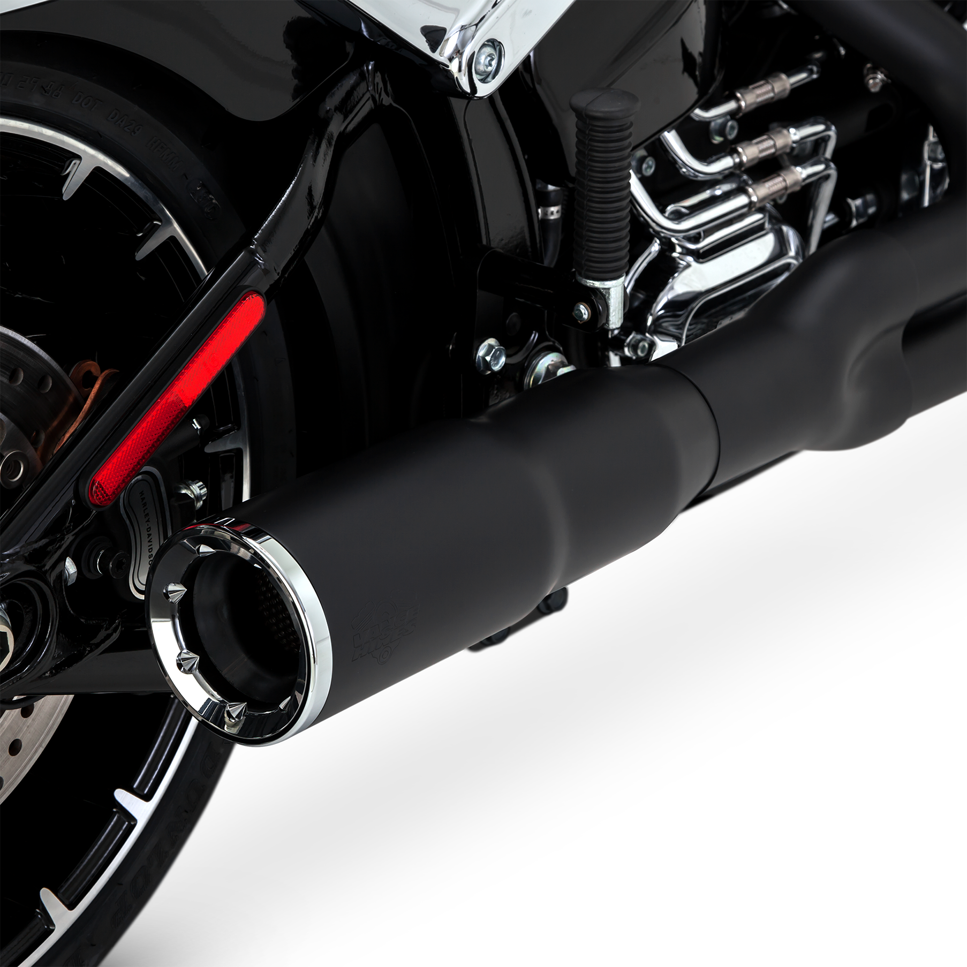 Escape Vance & Hines Hi Output 2 Into 1 Short Negro para Harley Davidson Softail '08-'11 Rocker / '13-'17 Breakout (Sistema Completo)