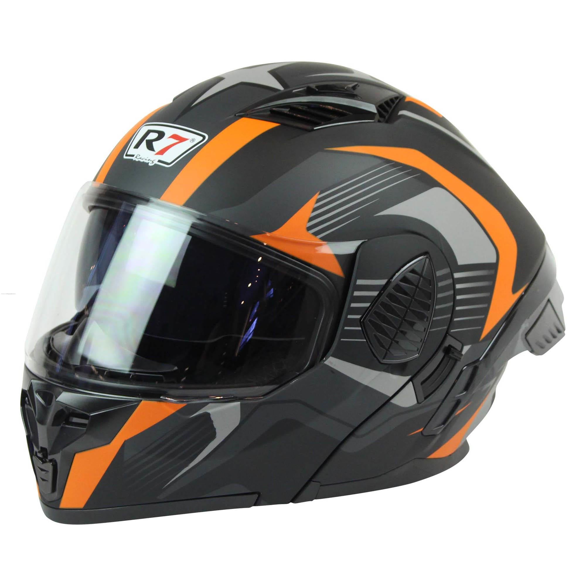 Casco Abatible R7 Racing R7-167 DOT Gris / Naranja