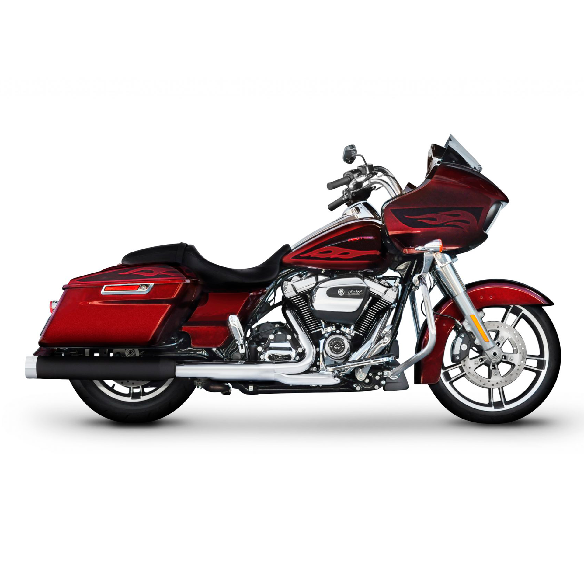 Escape Rinehart Racing 4" Slip Ons Negro - Cromo para Harley Davidson '17-'25 Touring (Colas)