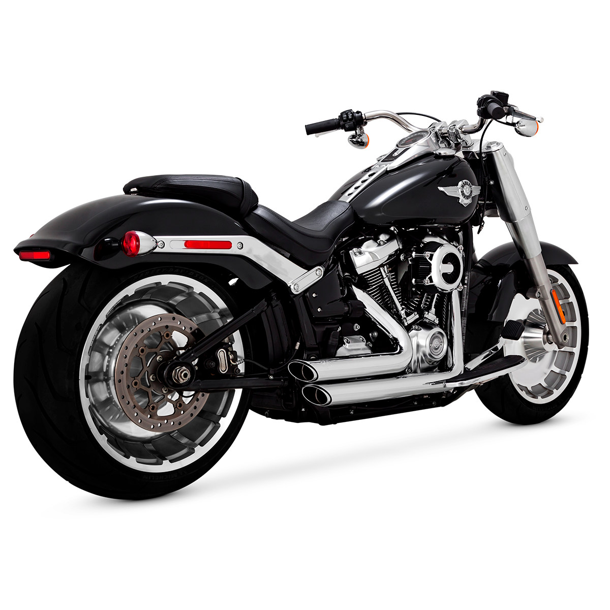 Escape Vance & Hines Shortshots Staggered Cromo para Harley Davidson '18-'24 Softail Fat Boy / Breakout (Sistema Completo)