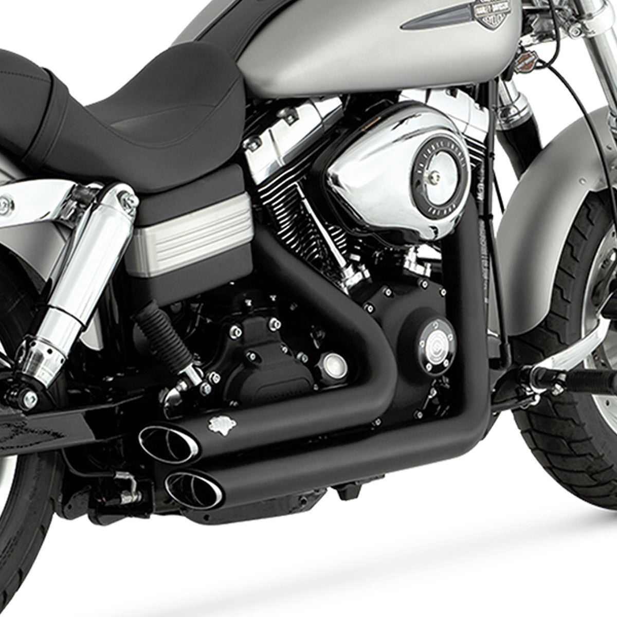 Escape Vance & Hines Shortshots Staggered Negro para Harley Davidson '06-'09 Dyna Fat Bob / Street Bob / Super Glide / Low Rider / Wide Glide (Sistema Completo)