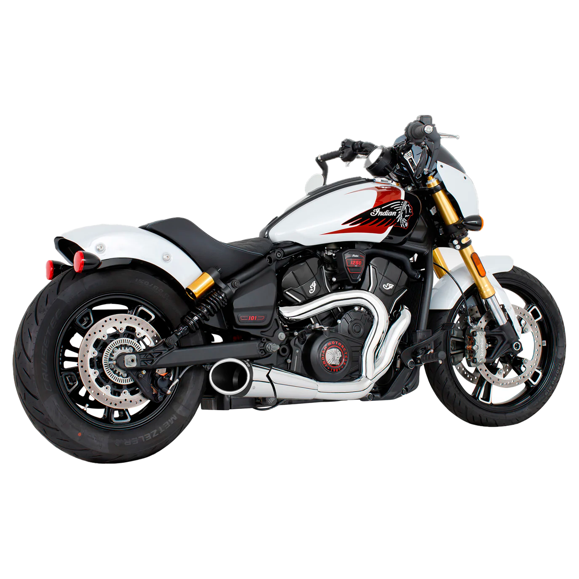 Escape Freedom Performance 2 a 1 Combat Shorty Cromo para Indian 2025 Scout 101 /Classic / Super / Sport Bobber (Sistema Completo)