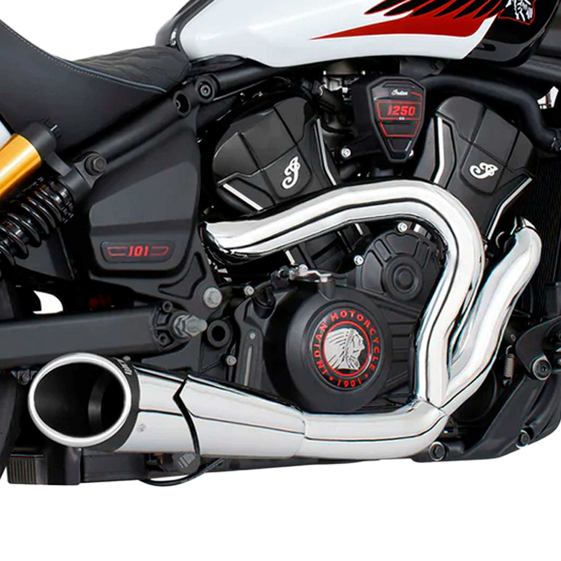 Escape Freedom Performance 2 a 1 Combat Shorty Cromo para Indian 2025 Scout 101 /Classic / Super / Sport Bobber (Sistema Completo)