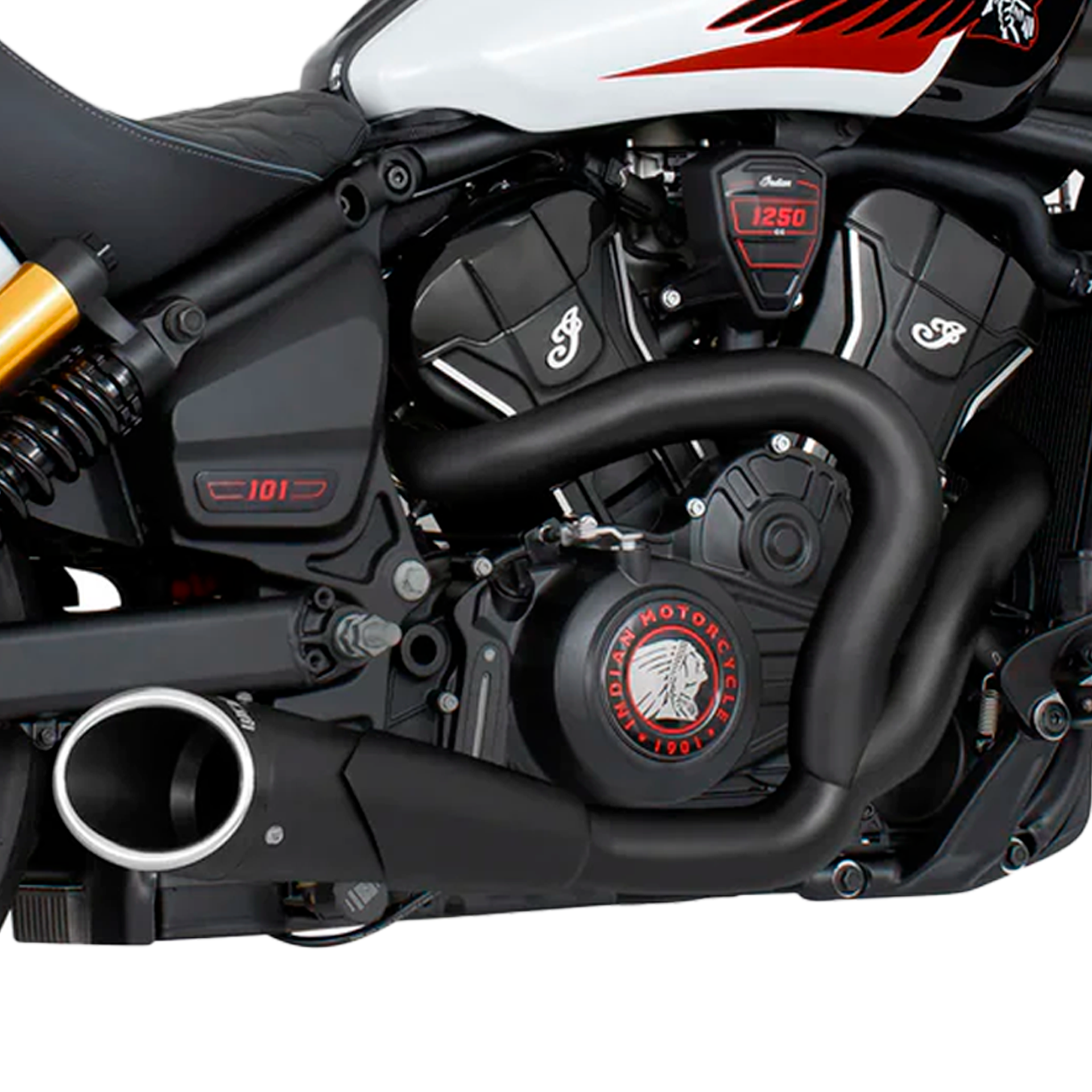 Escape Freedom Performance 2 a 1 Combat Shorty Negro para Indian 2025 Scout 101 /Classic / Super / Sport Bobber (Sistema Completo)