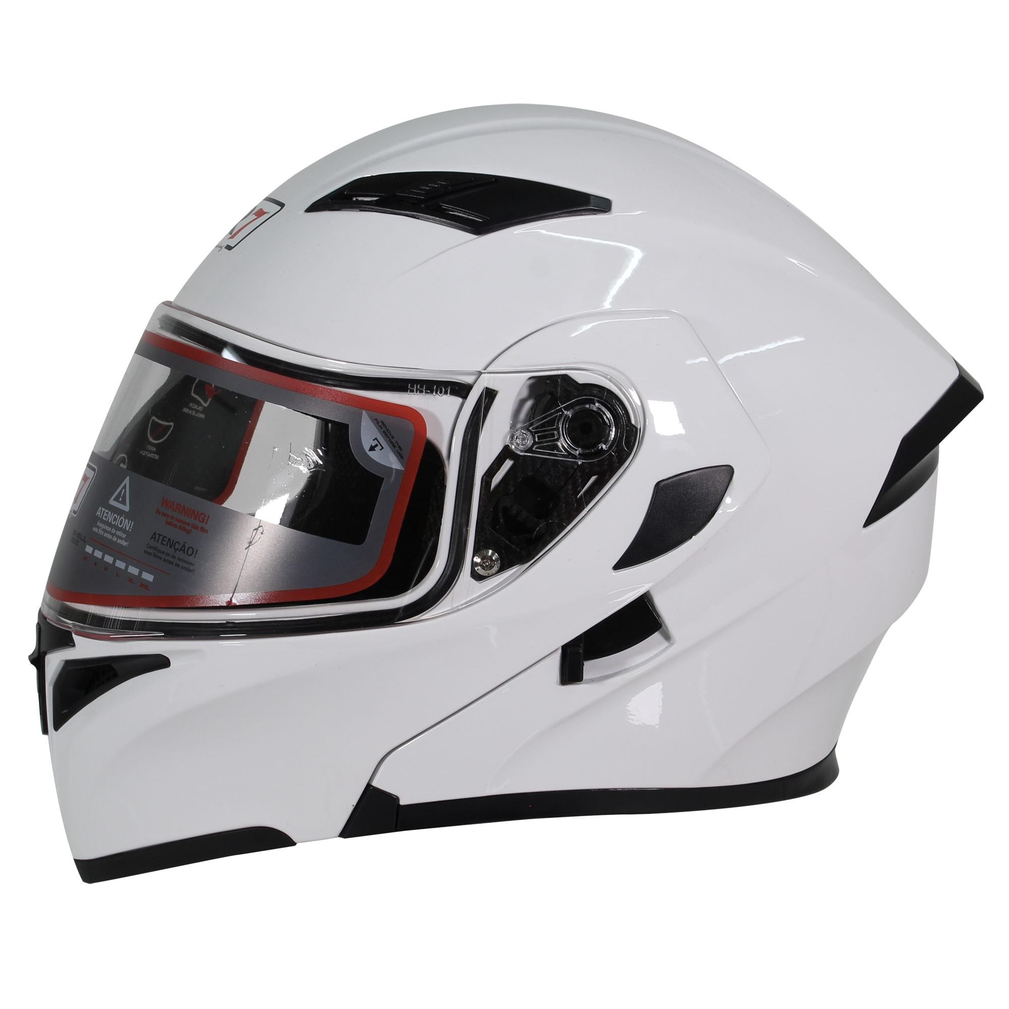 Casco Abatible R7 Racing Unscarred Solid Doble Mica DOT Blanco