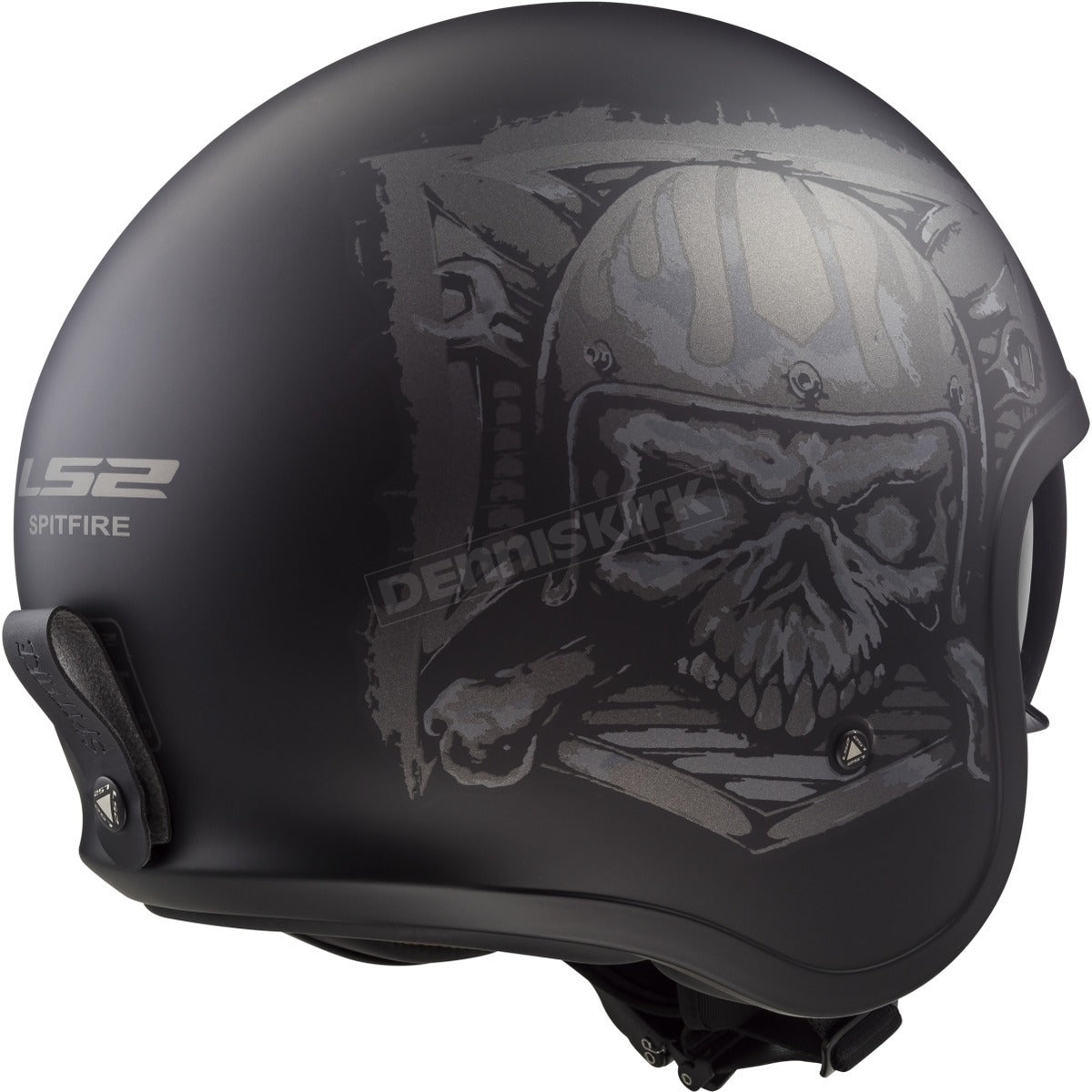 Casco Abierto LS2 Spitfire Skull Rider Negro Mate OF599