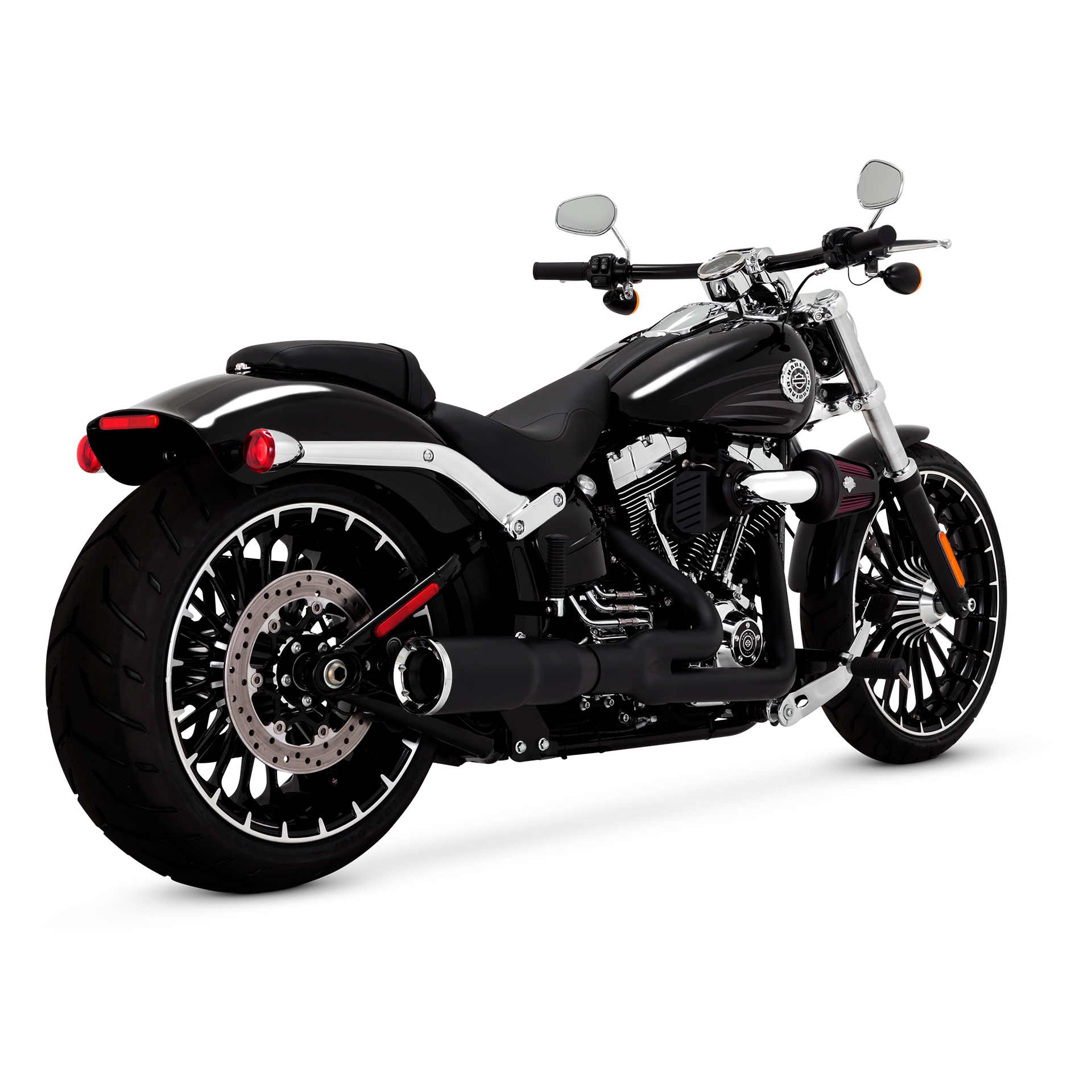 Escape Vance & Hines Hi Output 2 Into 1 Short Negro para Harley Davidson Softail '08-'11 Rocker / '13-'17 Breakout (Sistema Completo)