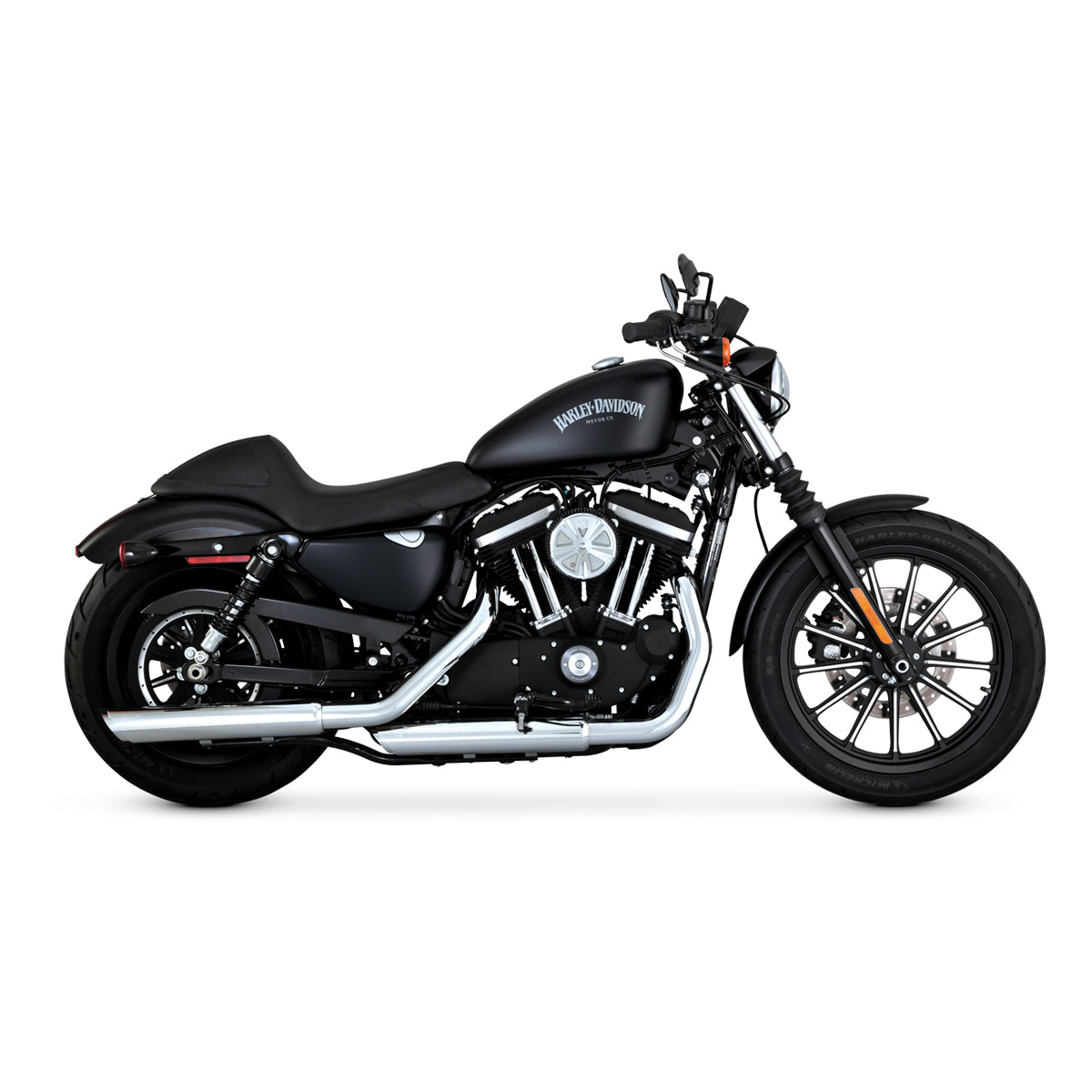 Escape Vance & Hines Twin Slash 3″ Slip Ons Cromo para Harley Davidson '14-'22 Sportster (Colas)