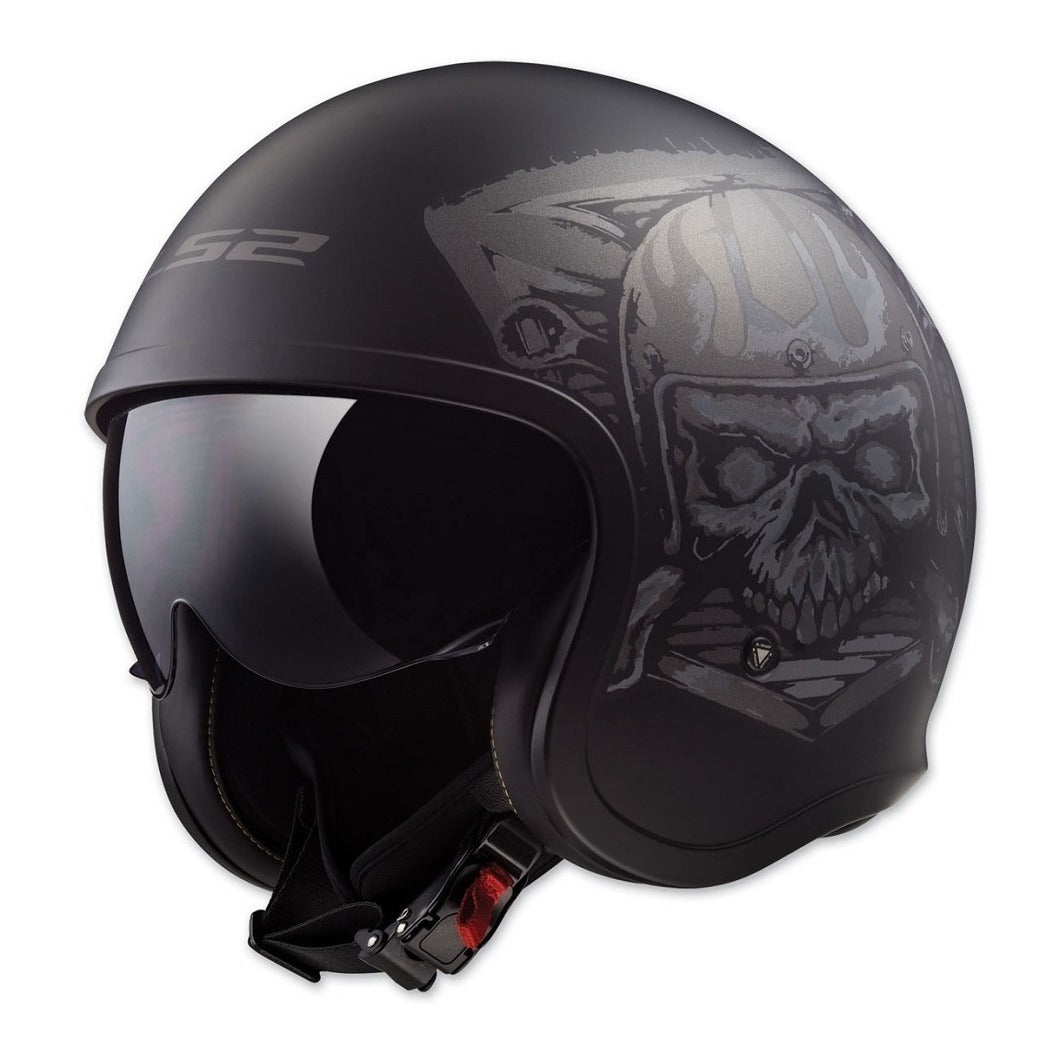 Casco Abierto LS2 Spitfire Skull Rider Negro Mate OF599