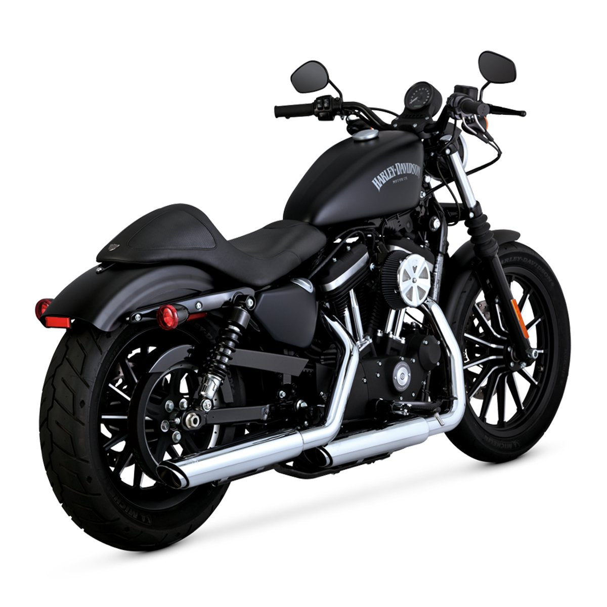 Escape Vance & Hines Twin Slash 3″ Slip Ons Cromo para Harley Davidson '14-'22 Sportster (Colas)