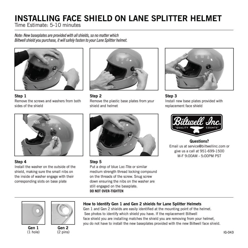 Biltwell Repuesto de Kit de Bisagras para Helmet Shield Gen 1