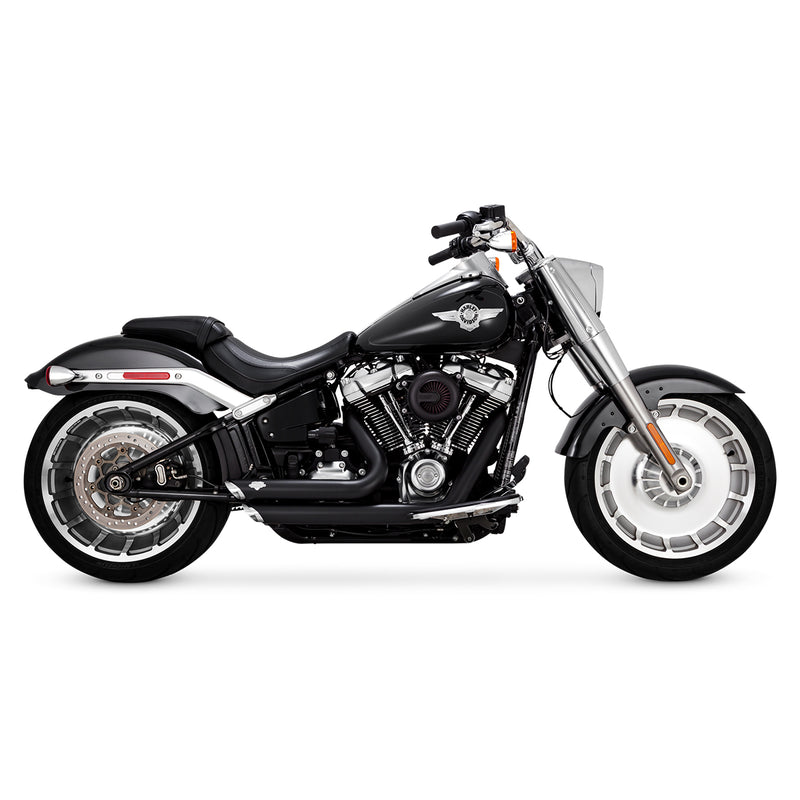 Escape Vance & Hines Shortshots Staggered Negro para Harley Davidson '18-'24 Softail Fat Boy / Breakout (Sistema Completo)