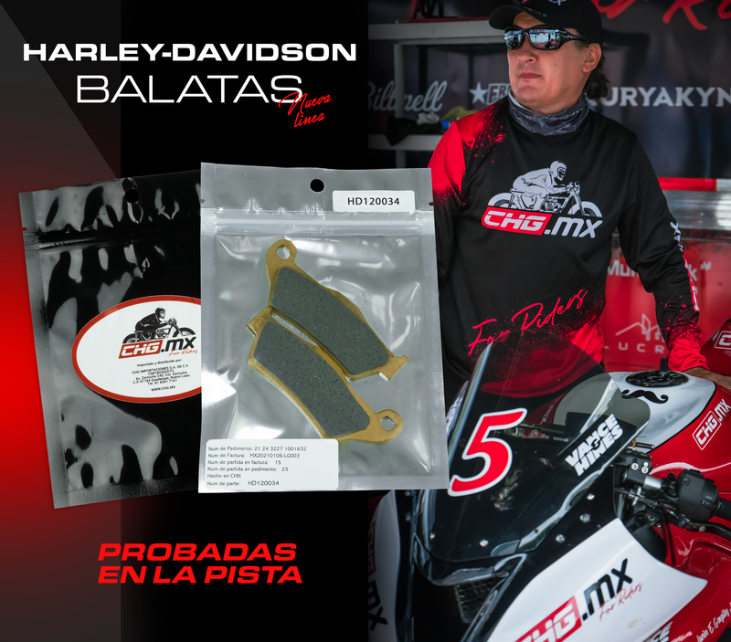 CHG.MX For Riders Balatas Traseras Semi Metalicas para Harley Davidson '15-'20 Street