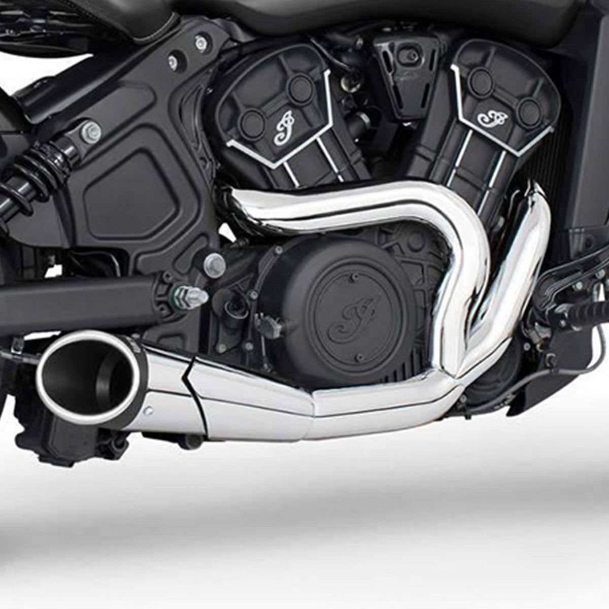 Escape Freedom Performance Combat Cromo - Negro para Indian '14-'24 Scout / Rogue / Bobber / Sixty (Sistema Completo)