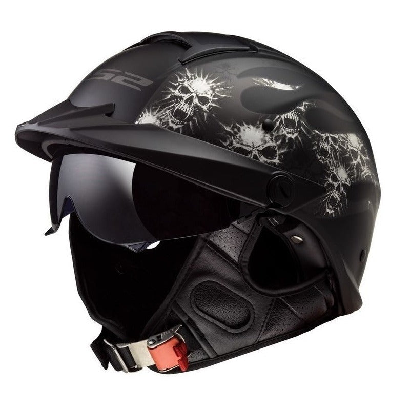 Casco Abierto LS2 Rebellion Bones Negro Mate HH590