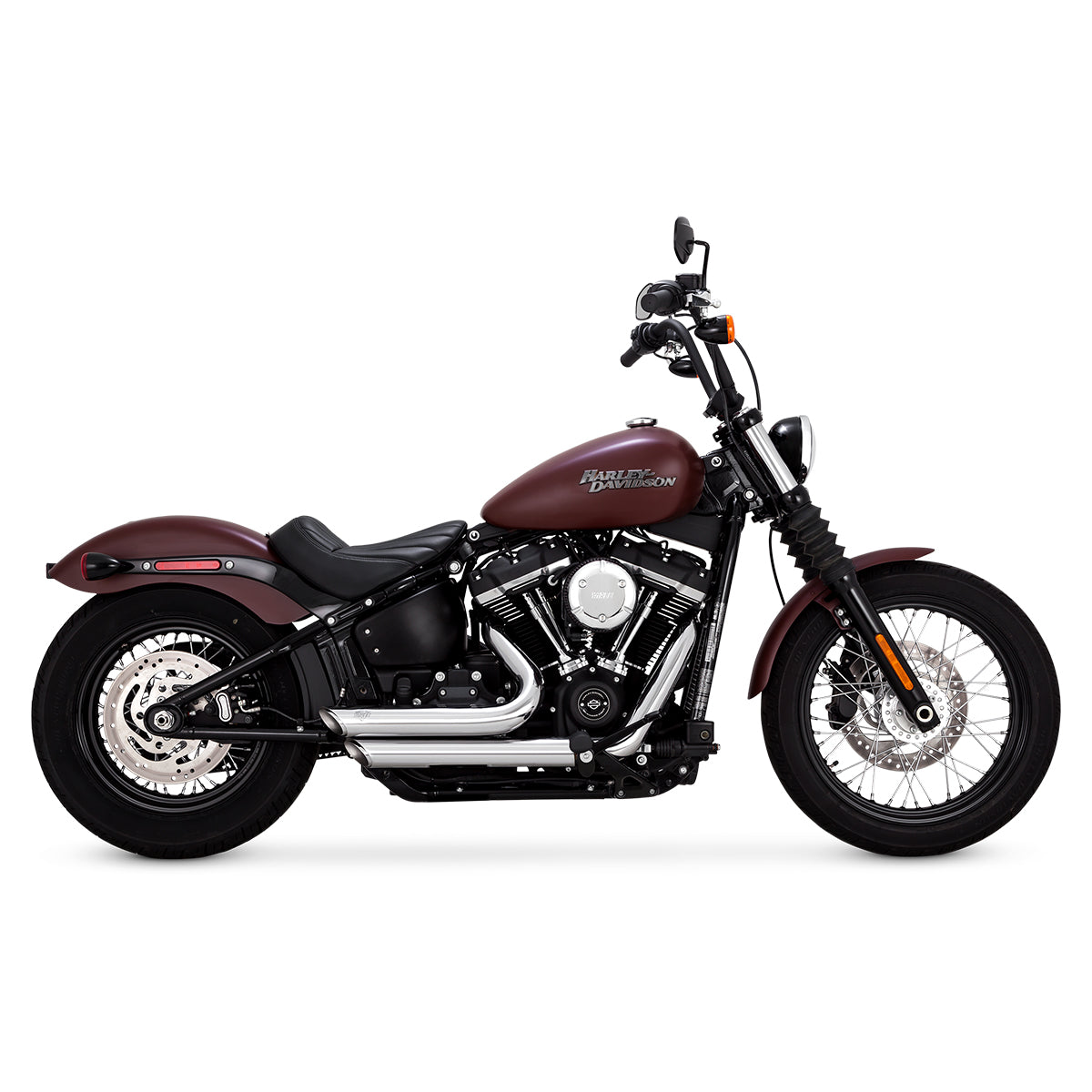 Escape Vance & Hines Shortshots Staggered Cromo para Harley Davidson '18-'24 Softail Fat Bob / Heritage Classic / Low Rider / Standard / Street Bob / Slim / Deluxe / Low Rider (Sistema Completo)