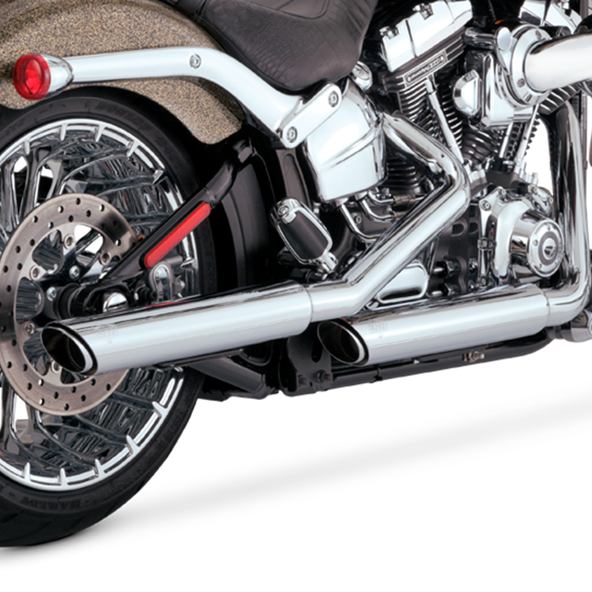 Escape Vance & Hines Twin Slash 3″ Slip Ons Cromo para Harley Davidson '07-'17 Softail (Colas)