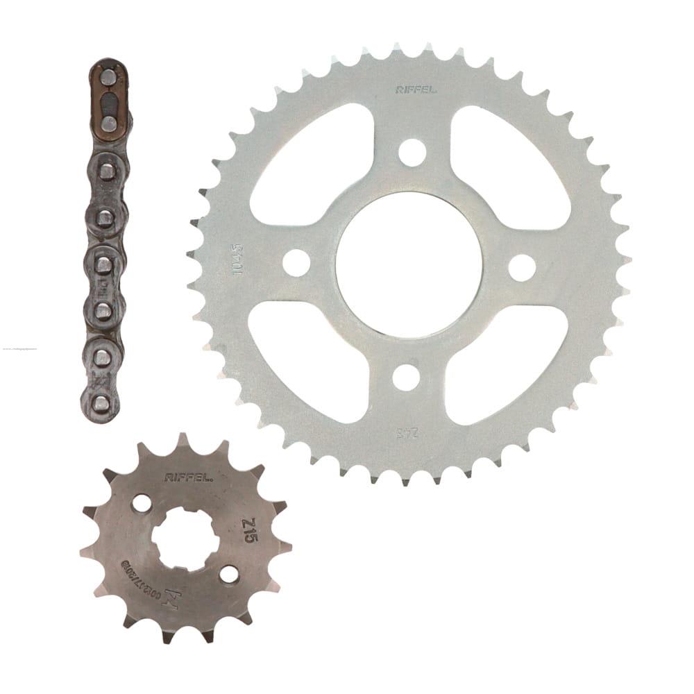 Juego Engranes Riffel Titanium 43Dx15D con Cadena 428Hx126L para Honda Invicta 150