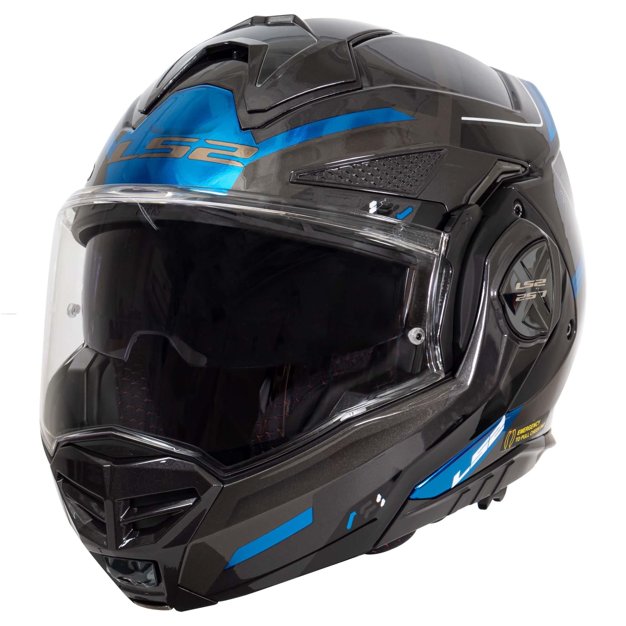 Casco Abatible LS2 Advant X Spectrum Negro Titanium Azul FF901