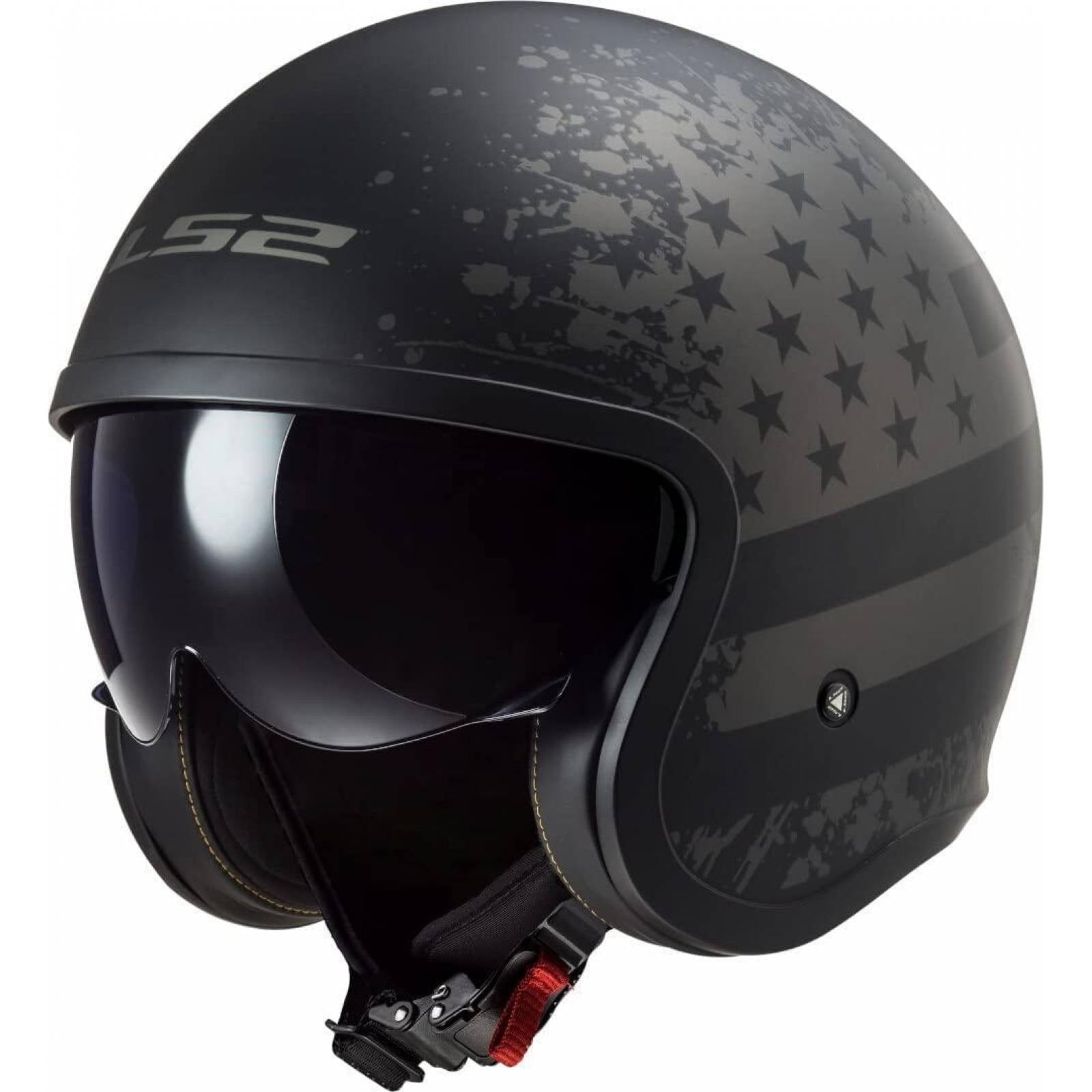 Casco Abierto LS2 Spitfire Black Flag Negro Mate Titanium OF599