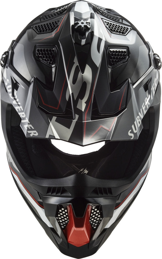 Casco Cross LS2 Subverter Arched Negro Plata Titan MX700