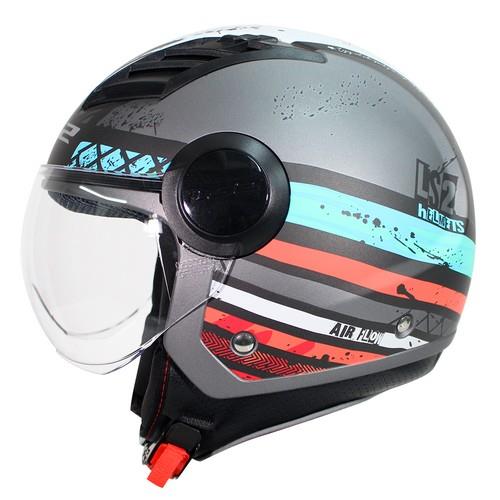 Casco Abierto LS2 Airflow Ronnie Plata Mate Azul OF562