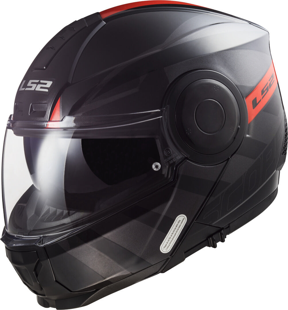 Casco Abatible LS2 Scope Hamr Negro / Rojo Titanium FF902