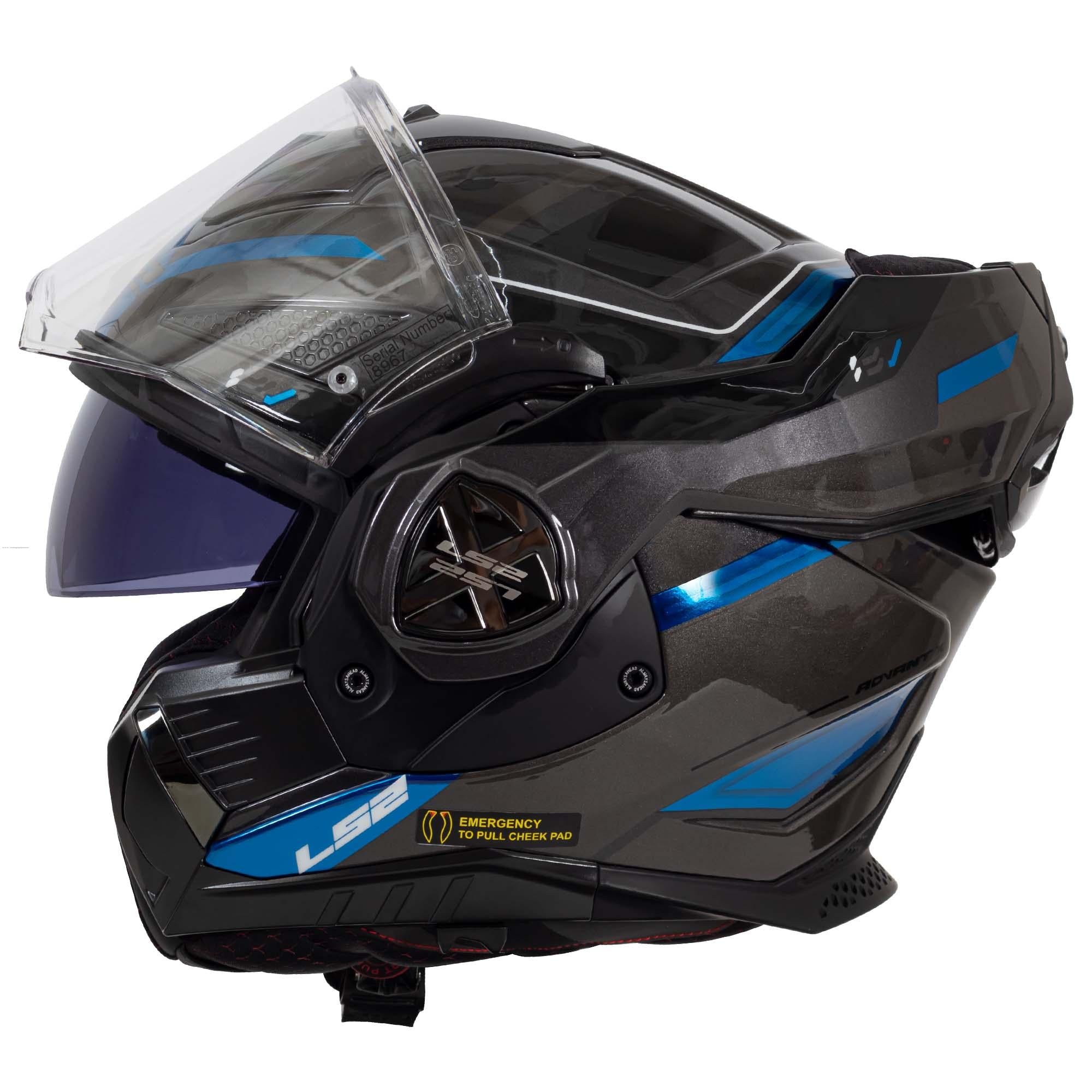 Casco Abatible LS2 Advant X Spectrum Negro Titanium Azul FF901