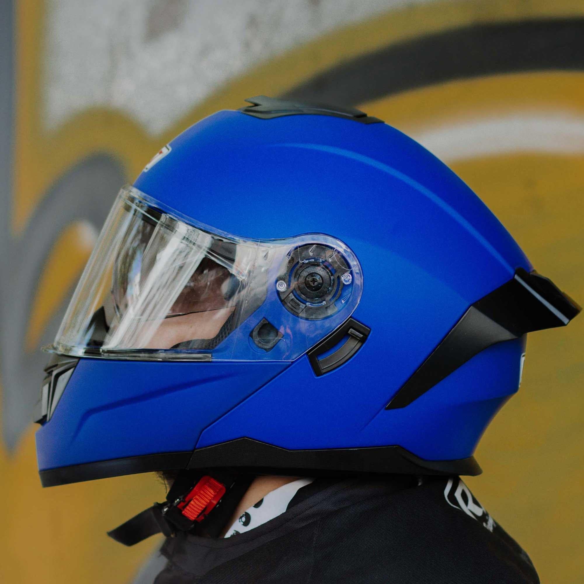 Casco Abatible R7 Racing Alfa Doble Mica DOT Azul Mate