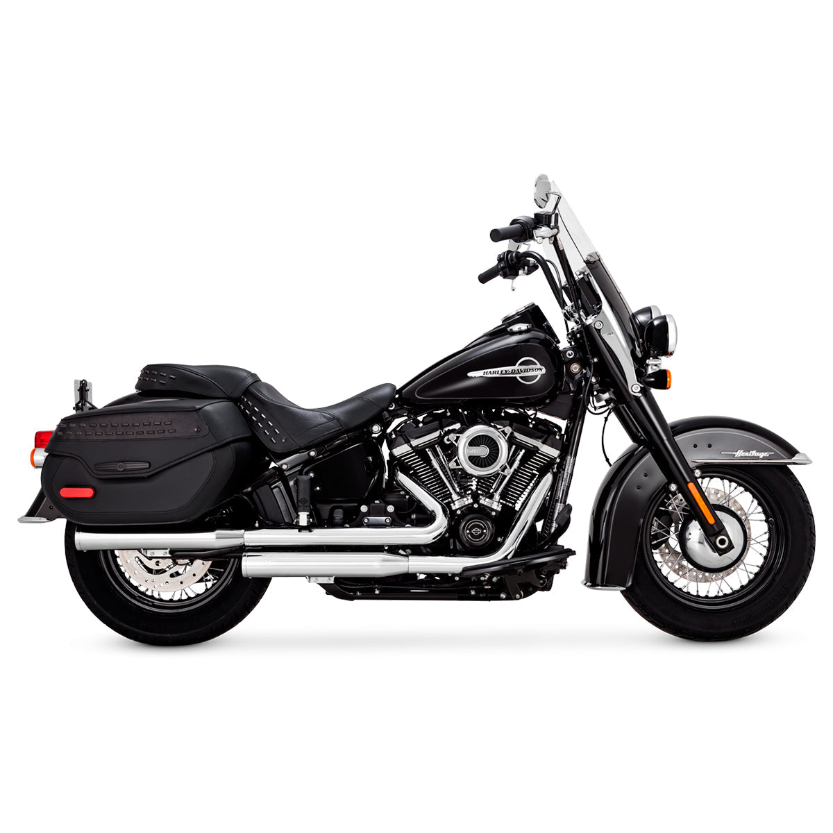 Escape Vance & Hines Eliminator 300 Slip Ons Cromo para Harley Davidson '18-'24 Softail Heritage Classic / Deluxe (Colas)