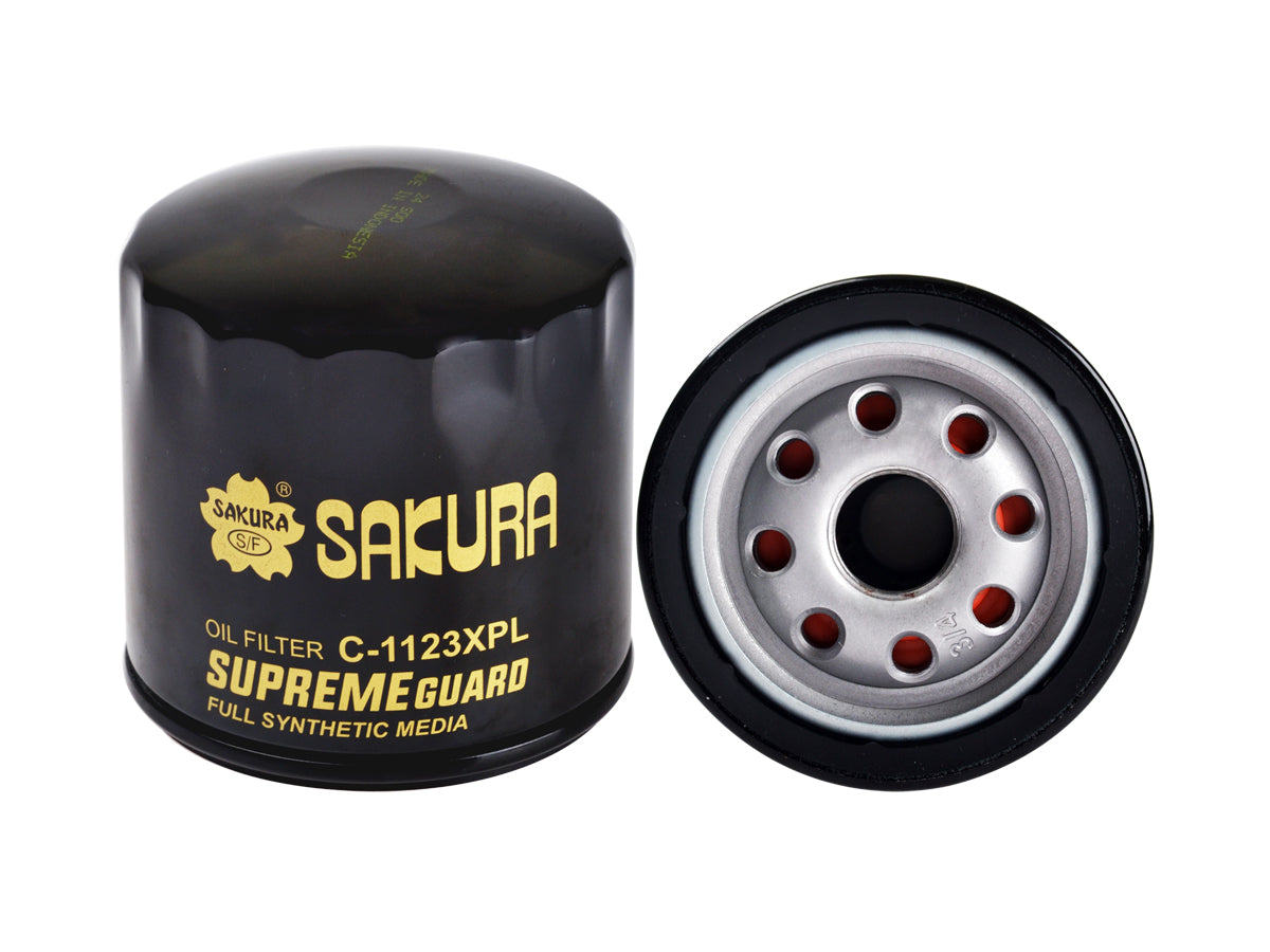 Sakura Filtro de Aceite Sintetico C-1123XPL para Chevrolet, Chrysler, Ford, Jeep, Mazda, Suzuki, Toyota, Volkswagen