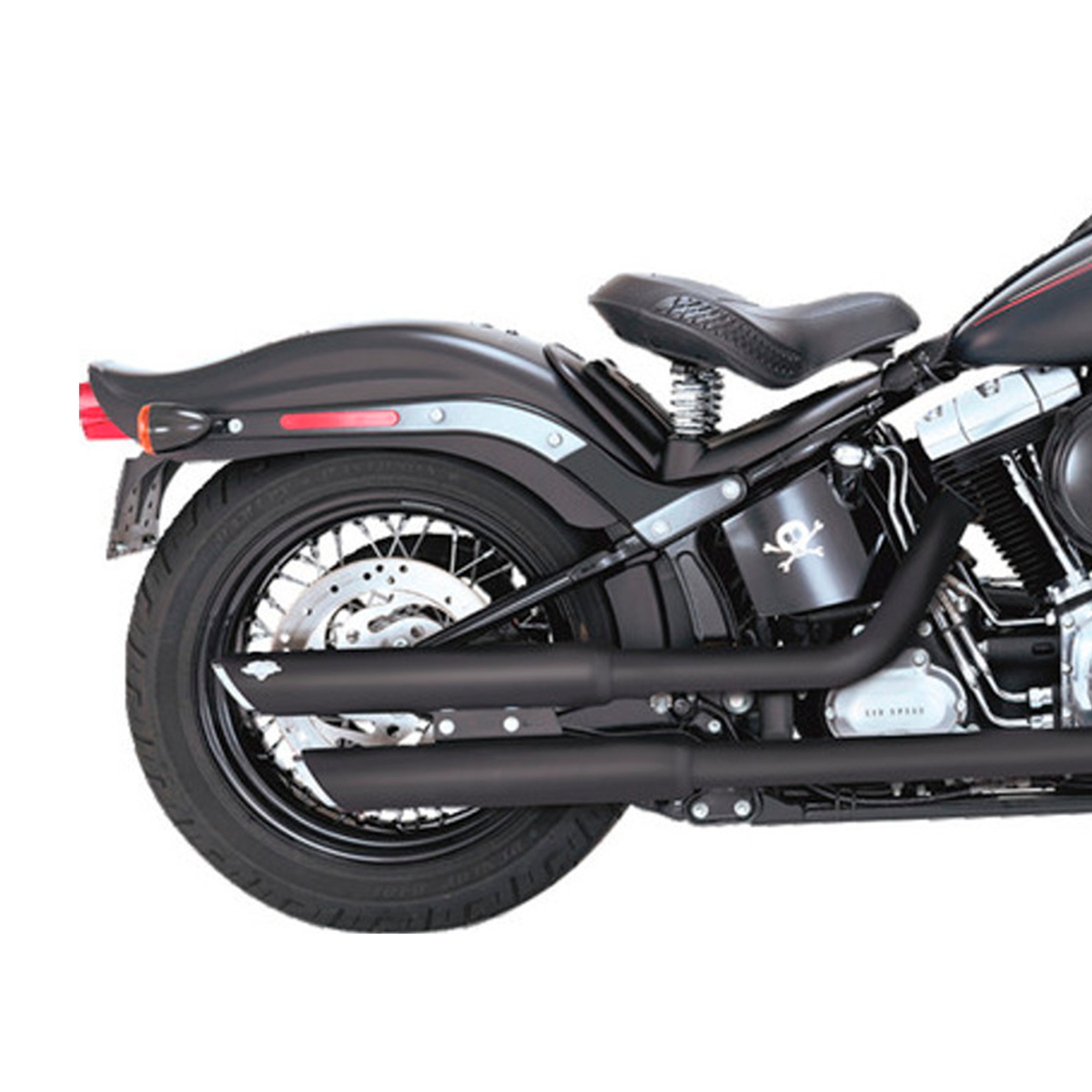 Escape Vance & Hines Twin Slash 3″ Slip Ons Negro para Harley Davidson '10-'17 Softail Deluxe / Slim / Crossbones (Colas)