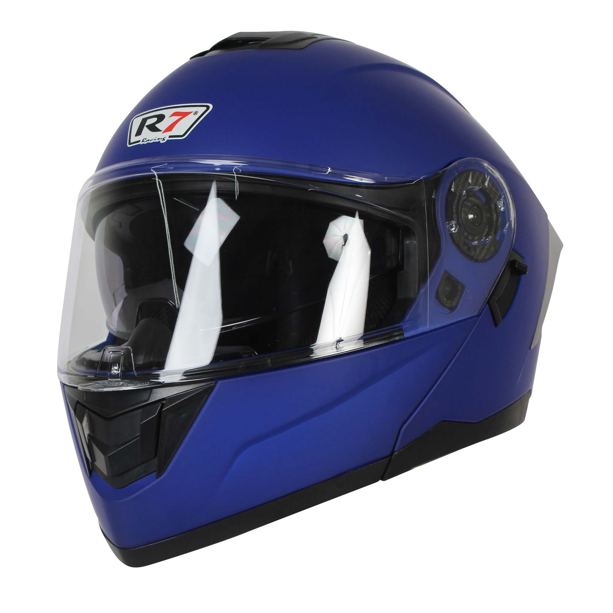 Casco Abatible R7 Racing Alfa Doble Mica DOT Azul Mate