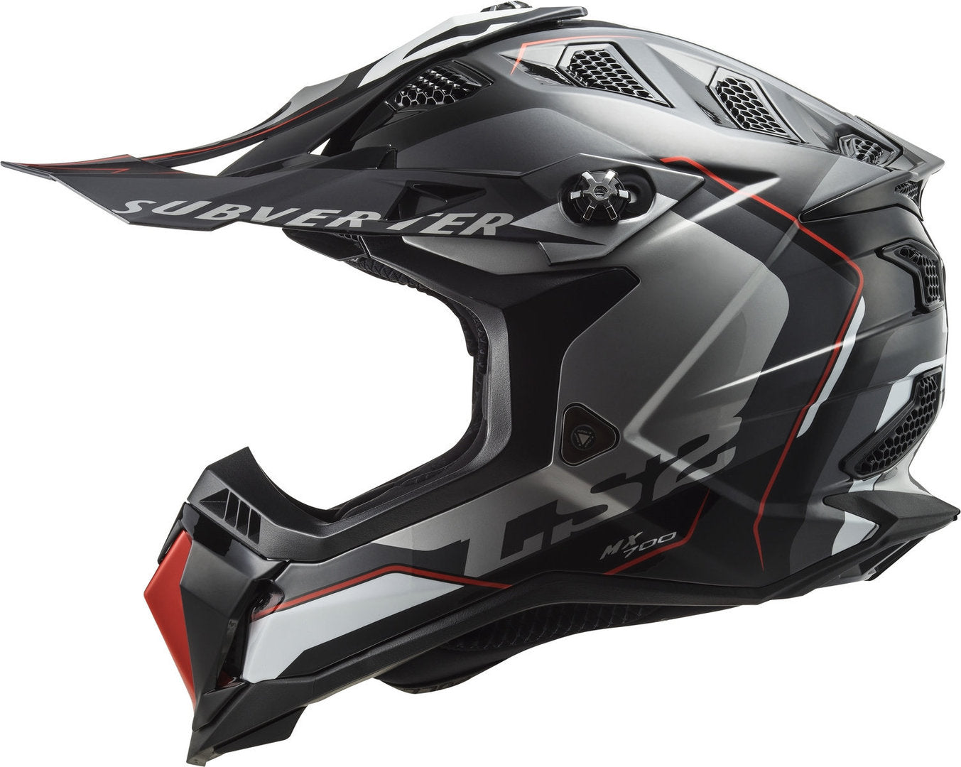 Casco Cross LS2 Subverter Arched Negro Plata Titan MX700