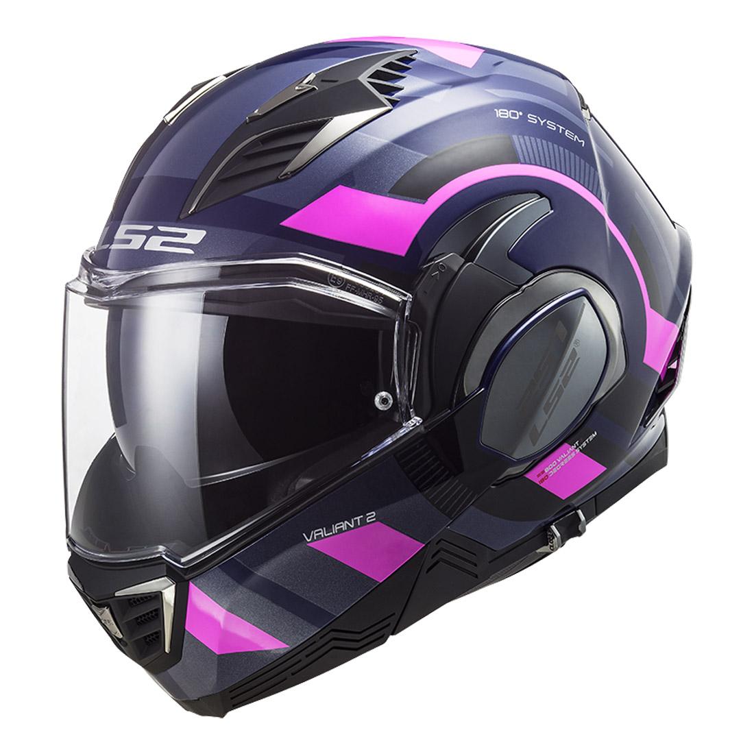 Casco Abatible LS2 Valiant II Velum Azul / Rosa FF900