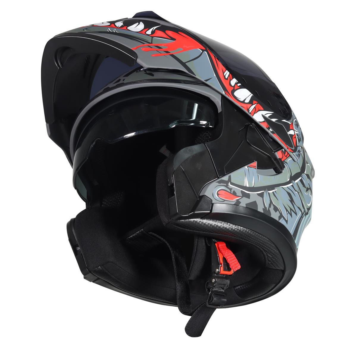 Casco Abatible R7 Racing Unscarred Piranha Doble Mica DOT