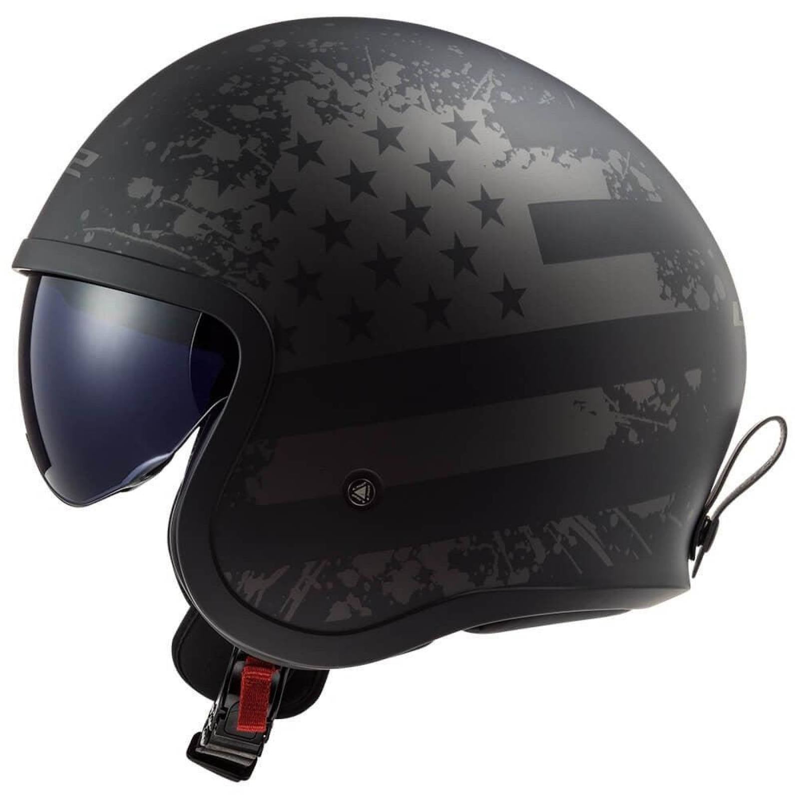 Casco Abierto LS2 Spitfire Black Flag Negro Mate Titanium OF599