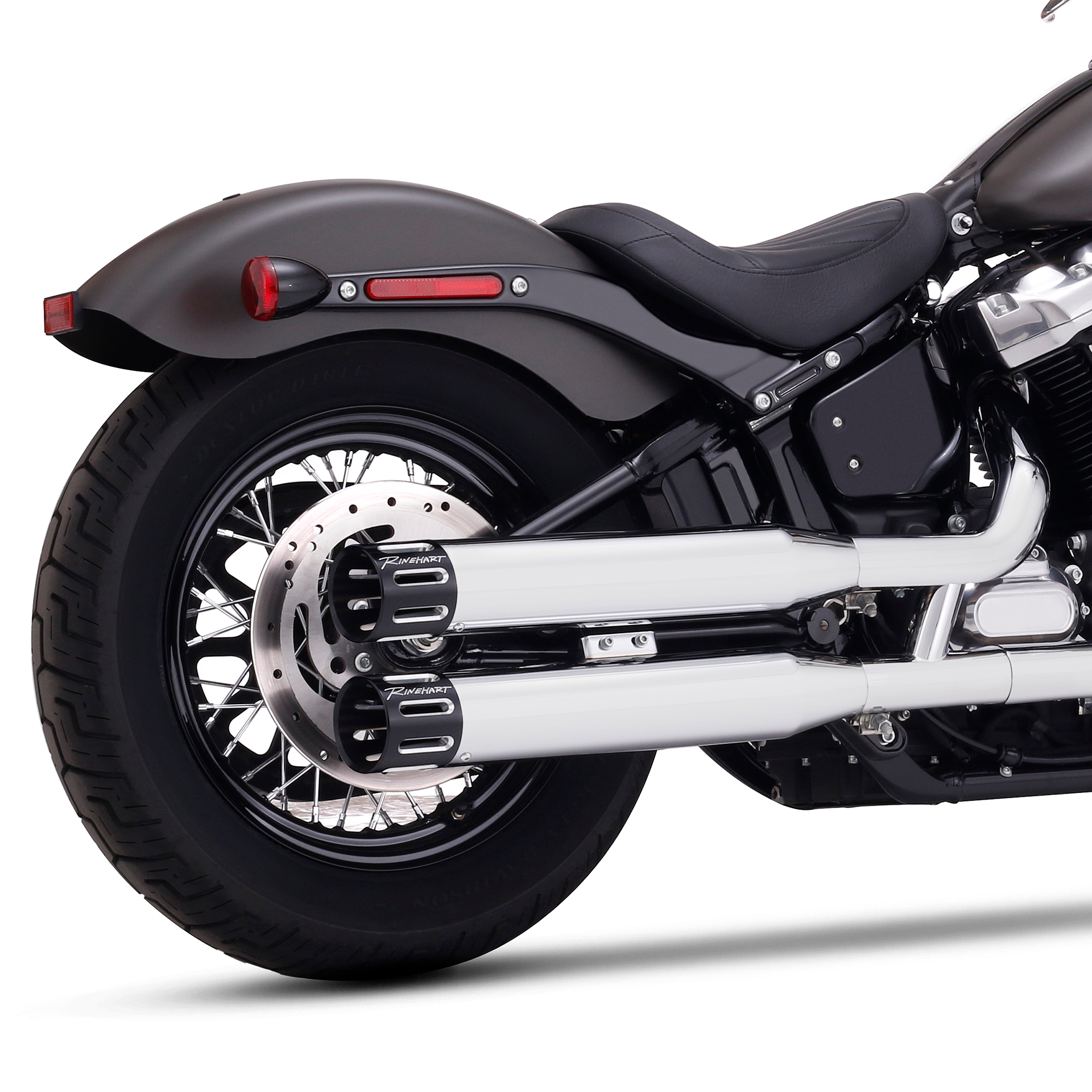 Escape Rinehart Racing 3.5″ Slip Ons Cromo Slot para Harley Davidson '18-'26 Softail Street Bob / Low Rider / Breakout / Softail Slim / Fat Boy / Standard (Colas)
