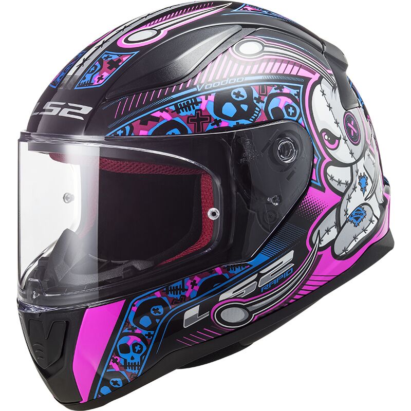 Casco Junior para Niños LS2 Cerrado Rapid Mini Voodoo Negro / Rosa FF353