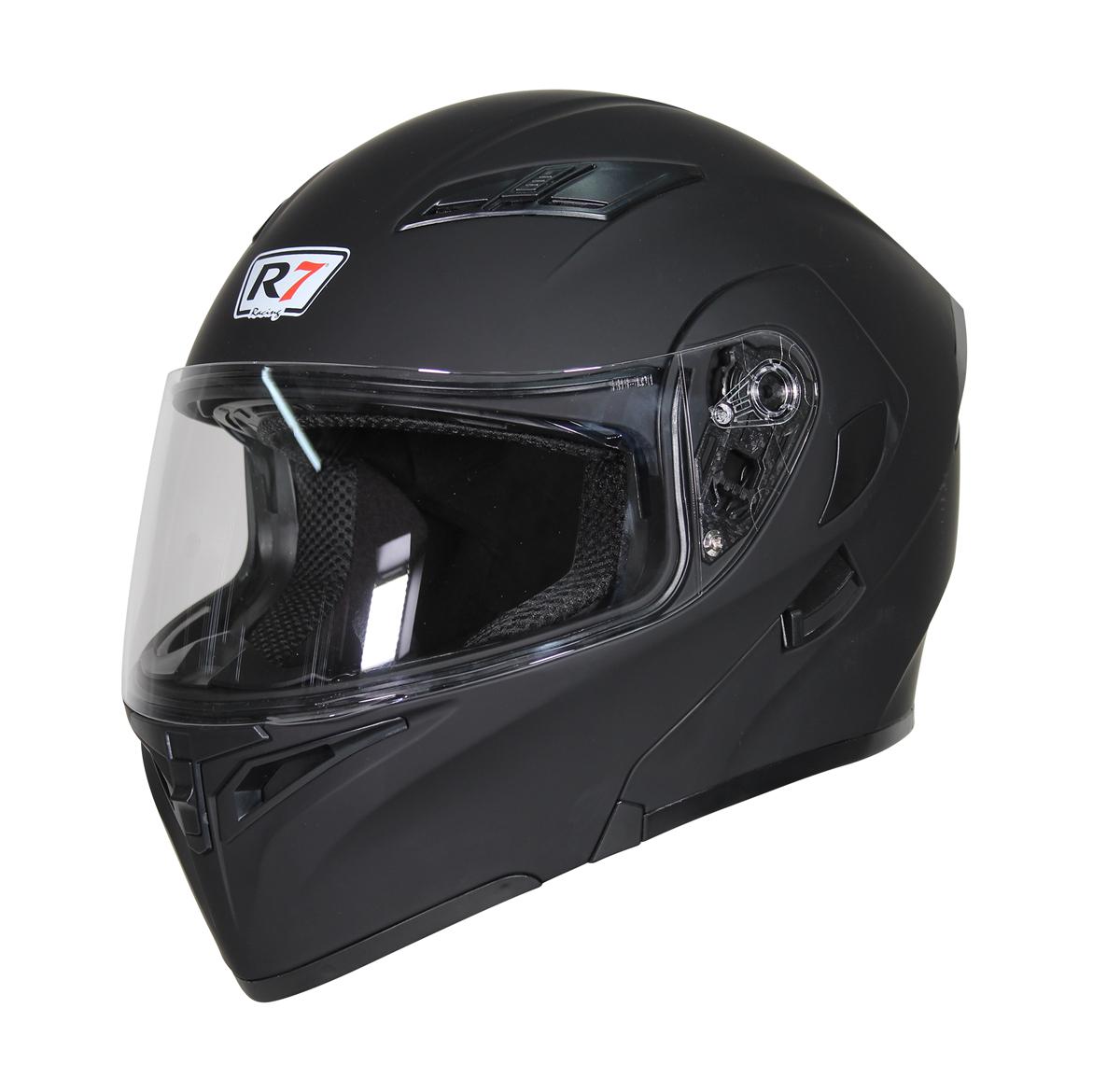 Casco Abatible R7 Racing Unscarred Solid Doble Mica DOT Negro