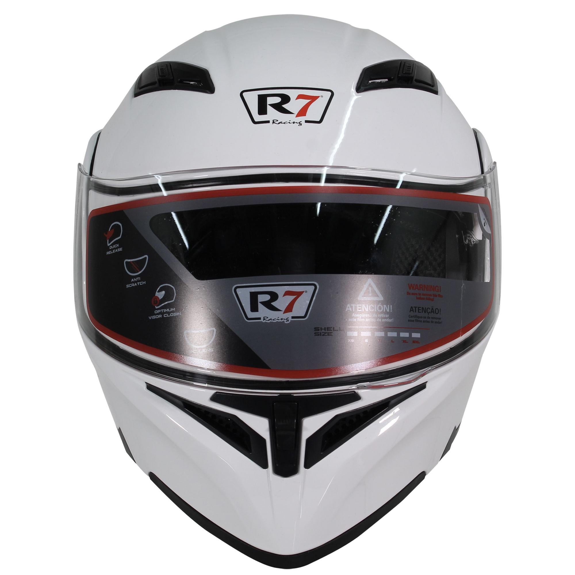Casco Abatible R7 Racing Unscarred Solid DOT Blanco